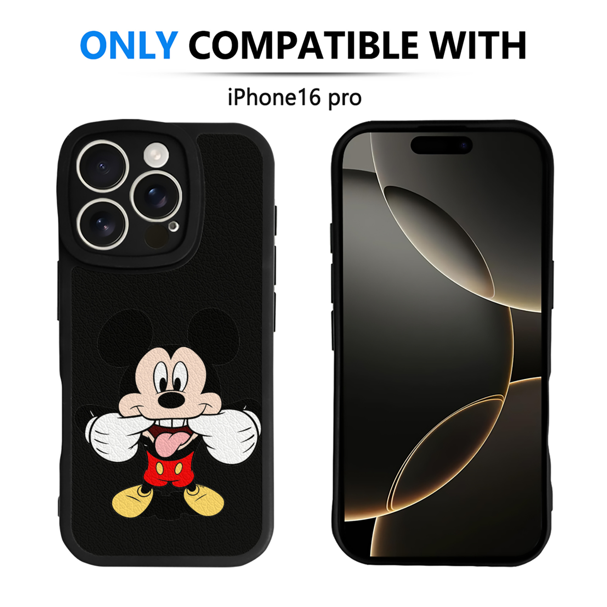 （画像用） ミッキーマウス Mickey Mouse 【iPhone 16シリーズ対応】シリコンスマホケース（レザー調） 材質：シリコン